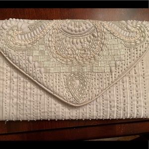 Beaded ivory clutch purse